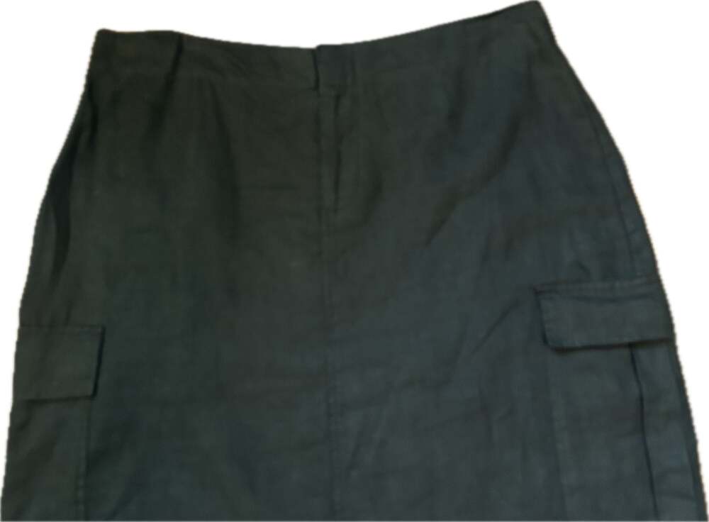 Cotton:On Black 100% Linen Low RiseCargo Maxi Skirt Casual Y2K Utility EUC - Picture 4 of 11